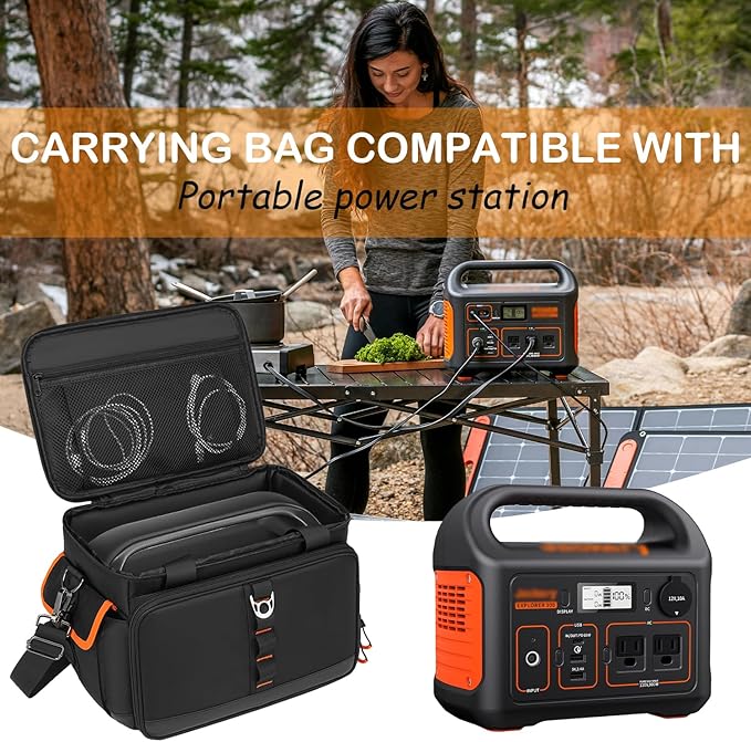 Travel Carrying Case Fits Jackery Explorer 1500/2000 v2, Solar Generator Case for Jackery & Accessories, Portable Power Station Bag with Waterproof Bottom, Strap & Pockets, Multiple Size