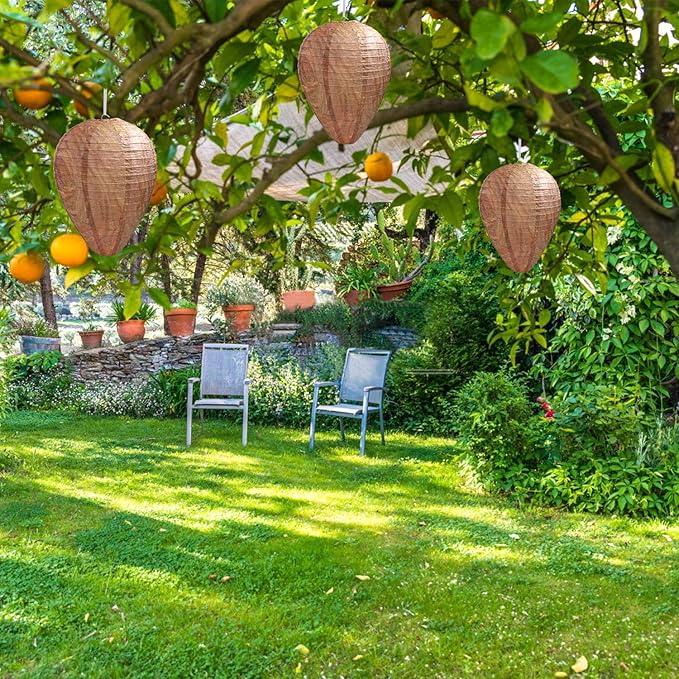 DECYOOL 6 Pack Paper Wasp Nest Decoy Hanging Wasp Deterrent for Hornets Yellow Jackets
