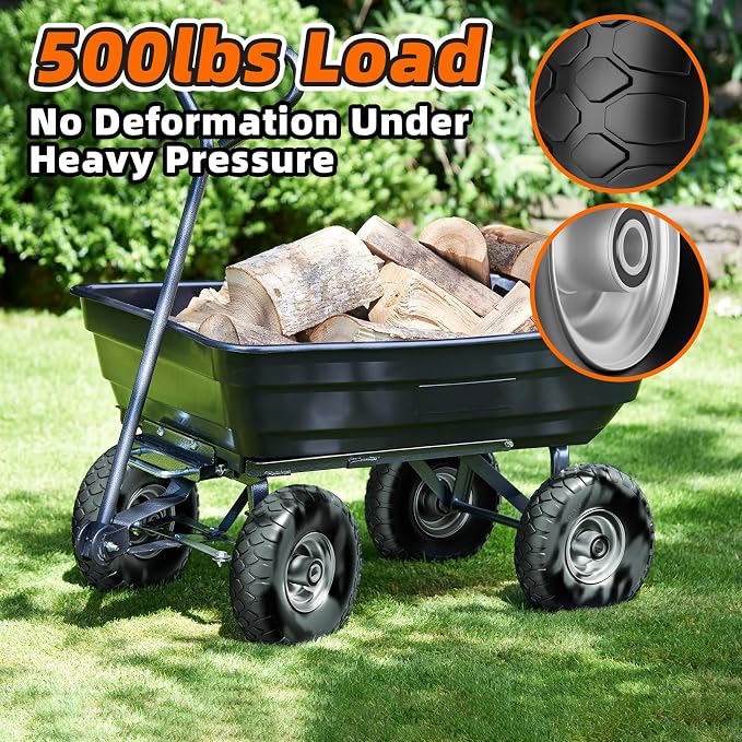 RONPOW 4.10/3.50-4 Flat Free Tire, 10 Inch Solid Tires, 500Lb Heavy Duty Replacement Wheel with 5/8" Bearings, Compatible with gorilla Cart, Garden Carts, Dump Wagon, Dolly & Hand Trucks, 2Pack Silver