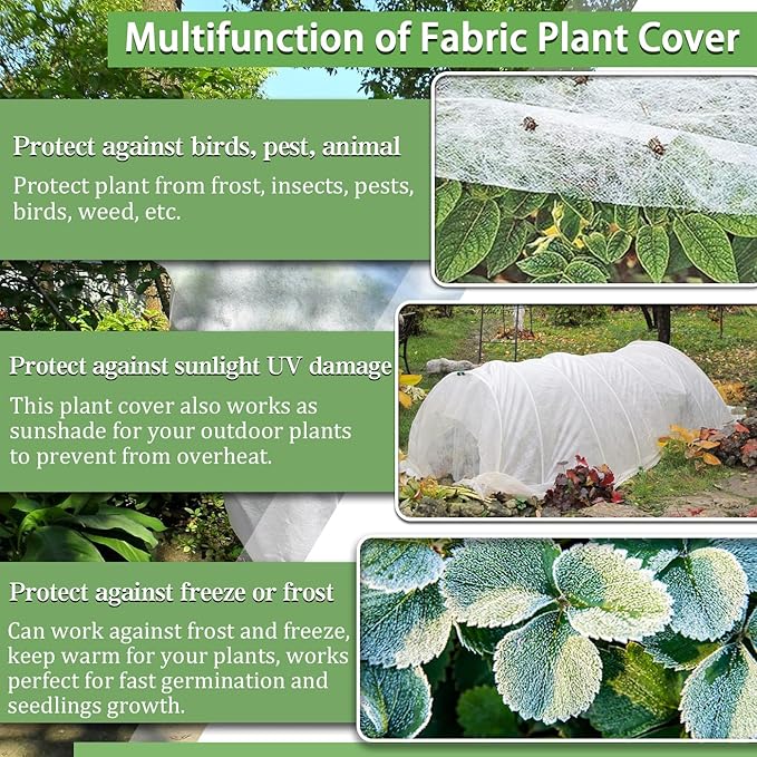 Plant Covers Freeze Protection 7 x 100 Ft, Thick Frost Cloth for Outdoor Plants, Winter Plant Blankets and Frost Covers for Garden Frost Protection, Floating Row Cover