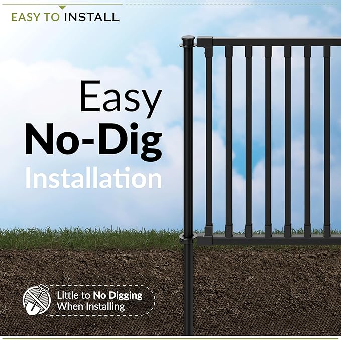 2ft H x 3ft W (2 Panels) No Dig Zippity Zurich Fence Kit, Poly-Steel Black Garden Fence for Small Dogs, 2ft High Yard and Garden Barrier Solution, Temporary Dog Panels for Outdoor Use, ZP19086