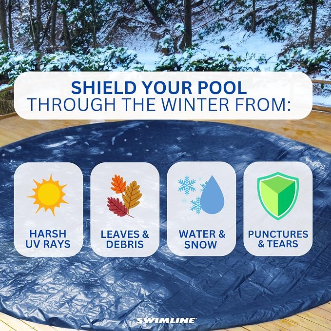 SWIMLINE 24' HYDROTOOLS Super Guard Winter Pool Cover for Above Ground Round Swimming Pools (Cover Only) - Pool Protection Accessories for Home, Backyard, Garden, and Patio