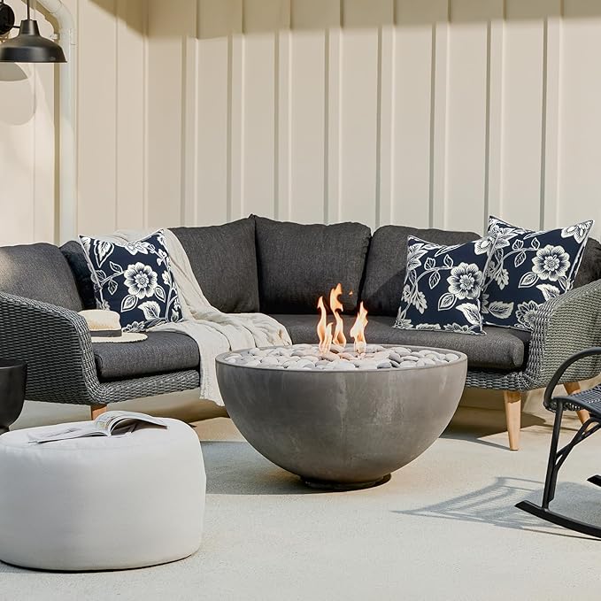 LVTXIII Outdoor/Indoor Throw Pillows, Decorative Patio Accent Pillows, Fluffy Water Repellent Garden Cushions for Home Patio Coach Sofa Use, 20×20 Inch, Pack of 2, Elegant Vines Navy