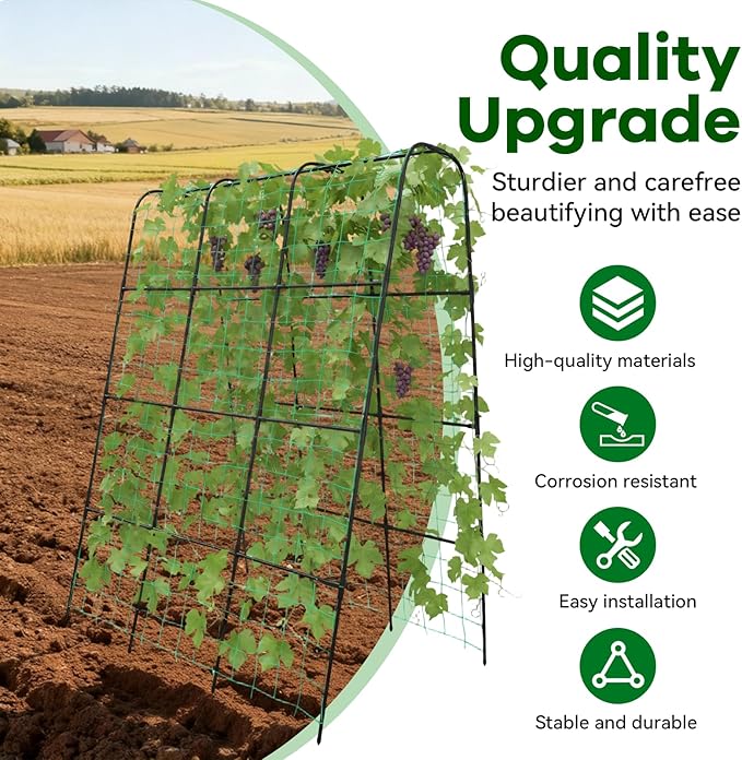 Cucumber Trellis - 62.4"*50" Cucumber Trellis for Raised Bed with Plastic-Coated Steel Pipe, U-Shape Garden Trellis for Climbing Plants, Garden Trellis for Cucumbers, Beans(Black)