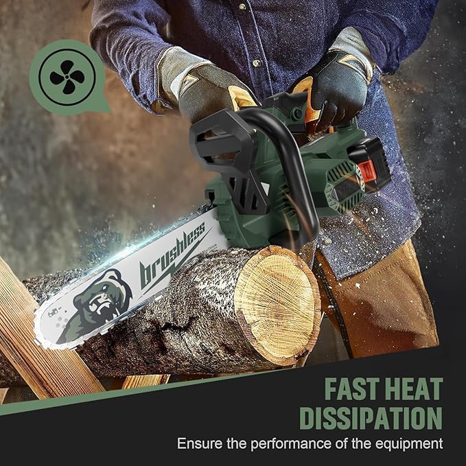 20V 12" Brushless Chainsaw, Electric Chainsaw Cordless, Portable Chain Saw Handheld Chain Saw Pruning Shears Chainsaws for Wood Cutting, Tree Felling, Limbing(4.0Ah Battery & Charger)