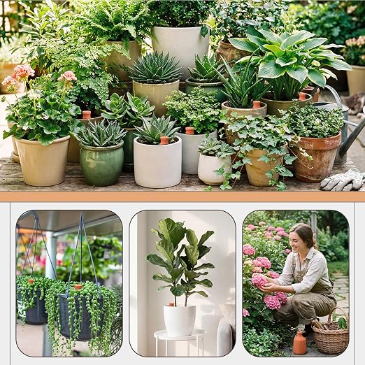 DoubleFill 1 Pcs 100 oz Ollas Terracotta Watering Pots Self Watering Planter Insert Terracotta Globes Clay for Outdoor Indoor Garden Plants, Easy to Refill