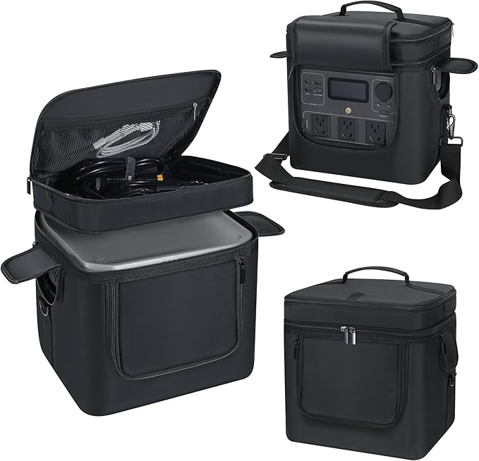 Carrying Bag Compatible with ECOFLOW River 2 Pro, Power Storage Bag with Adjustable Shoulder Strap, Soft Generator Cover with Side Zipper,28 * 27 * 23CM (Black, For River 2 Pro)