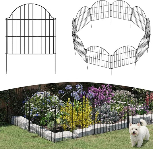Garden Fence Panels, 24in H x 19.36ft L, 10 Panels Rust-Resistant Decorative Garden Fence, No Dig Small Garden Fence, Animal Barrier Fence for Garden Yard Flower Bed Patio Outdoor