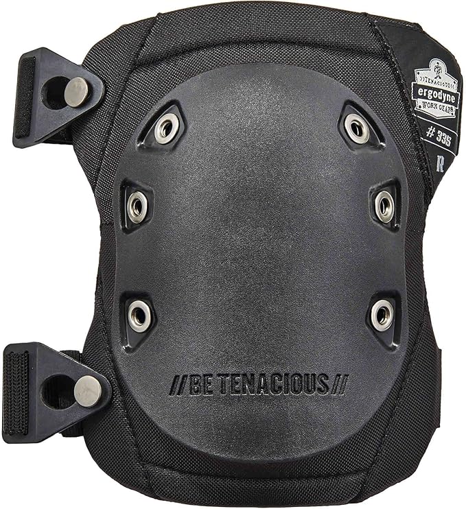 Ergodyne ProFlex 335 Slip Resistant Rubber Cap Knee Pads, Black, Buckle Closure