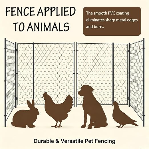 Black 19GA Chicken Wire 24inx150ft, Chicken Wire Fencing, Chicken Fence, PVC Coated Chicken Wire, PVC Coated Wire Mesh for Animal/Rabbit/Floral/Chicken Coop/DIY Projects.
