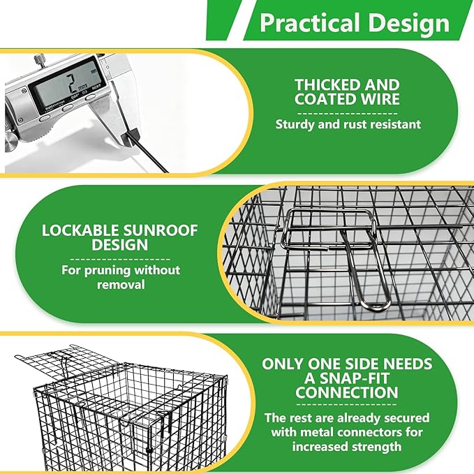 Garden Wire Cloches For Plants Extra Large 13.2" X13.2" X16.7" Rustproof Plant Cages For Outdoor Plants Protectors From Animals With Openable Top Cover & Stakes Plant Cages To Keep Animals Out (2 PCS)