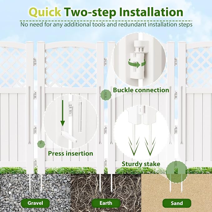Devoko Outdoor Privacy Fence, 4 Fence Panels Privacy Screen Panels for Outside and Yard, Resin Air Conditioner Lattice Fence for Trash Can (Off-White)