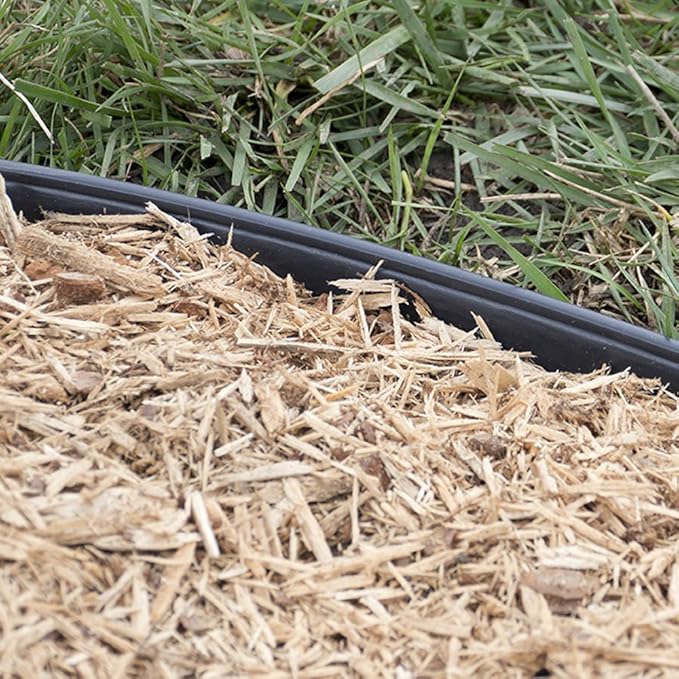 EasyFlex Heavy-Duty No-Dig Landscape Edging with Anchoring Spikes, 1.7 in. Tall Straight Top Commercial Grade Plastic Garden Border, Pack of (6) 40 ft. Coils, Black (3100-40C-6) 240 Foot