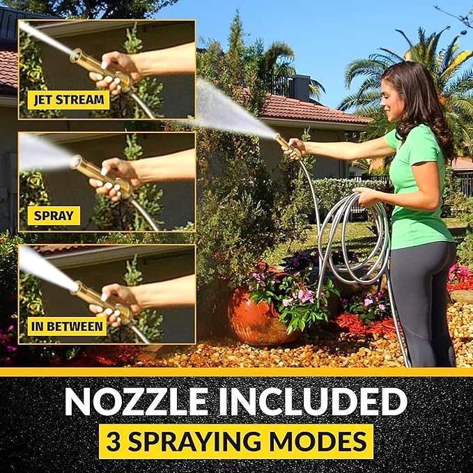 BIONIC STEEL 75ft Stainless Steel Garden Hose | Ultra Durable | Kink Free | With Brass Fittings | Pack of 2