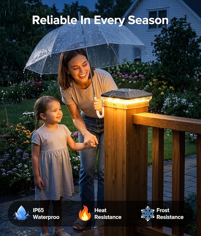 6 Pack Solar Post Cap Lights Outdoor with 3 Modes, 40 LEDs 4x4 Fence Post Solar Lights Outdoor Waterproof, 30 Lumens Fence Deck Post Lights Solar Powered for 4x4 3.5x3.5 Vinyl Wooden Post