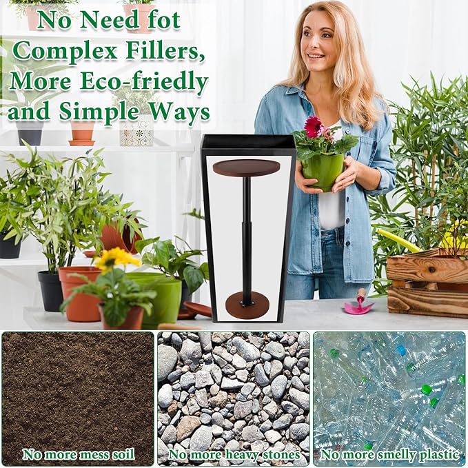 LUTTY Wooden Adjustable Plant Risers for Inside Pot,7.9-13.8 inches Tall Tapered Plant Riser Fill Bottom of Tall Flower Pots and Large Plants Containers, Rise Filler Riser of Flower Pots
