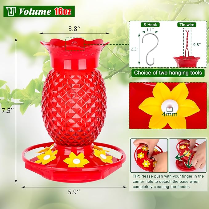 Fchstaer Hummingbird Feeders with Umbrella Bundle Glass Hummingbird Feeders