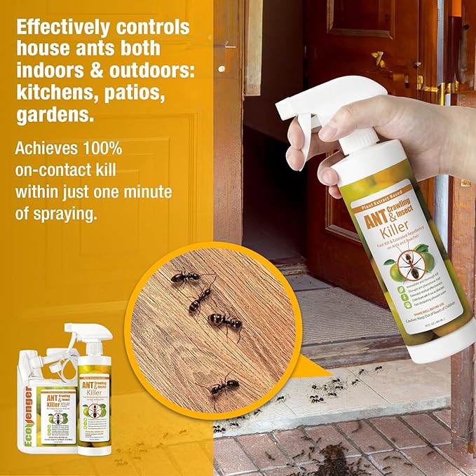 EcoVenger® Ant and Insect Killer 16 oz | Citrus Scent | Fast Kills House Ants Fire Ants | Residual Deterrence | Plant-Based Child and Pet Safe