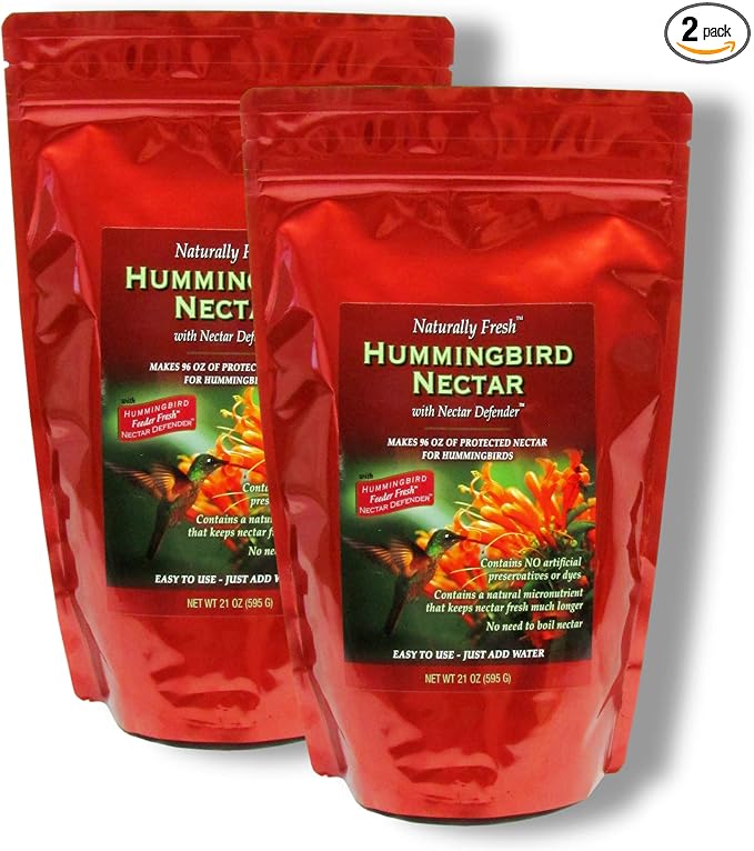 Sapphire Labs Naturally Fresh Hummingbird Nectar with Nectar Defender - Lasts Longer | Easy to Use Powder - Makes 96 oz - 2 Pack