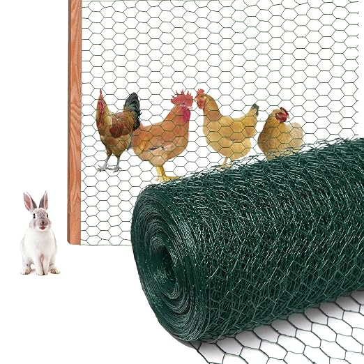 Black 19GA Chicken Wire 13.7inx157in, Chicken Wire Fencing, Chicken Fence, PVC Coated Chicken Wire, PVC Coated Wire Mesh for Animal/Rabbit/Floral/Chicken Coop/DIY Projects.