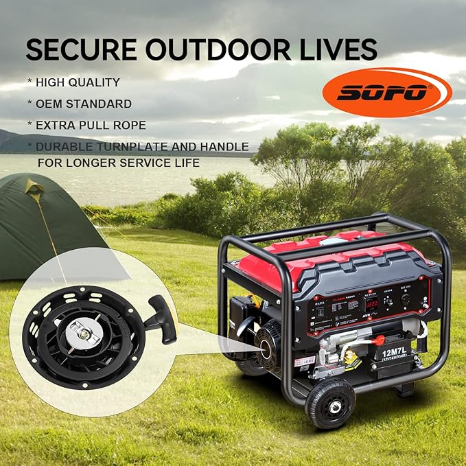 SOFO Pull Start Assembly for Champion 196cc 208cc 212cc 224cc 3000 3500 4000 4500 Watt 5.5hp 6.5hp Engine CPE Generator Water Pump Pressure Washer Recoil Starter Pull Cord Replacement