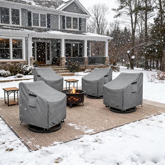 okcool Patio Swivel Chair Cover 4 Pack,Waterproof Heavy Duty Outdoor Chair Covers,Outdoor Swivel Chair Cover for Patio Furniture Covers(35 W x 37 D x 38.5 H inches),Grey