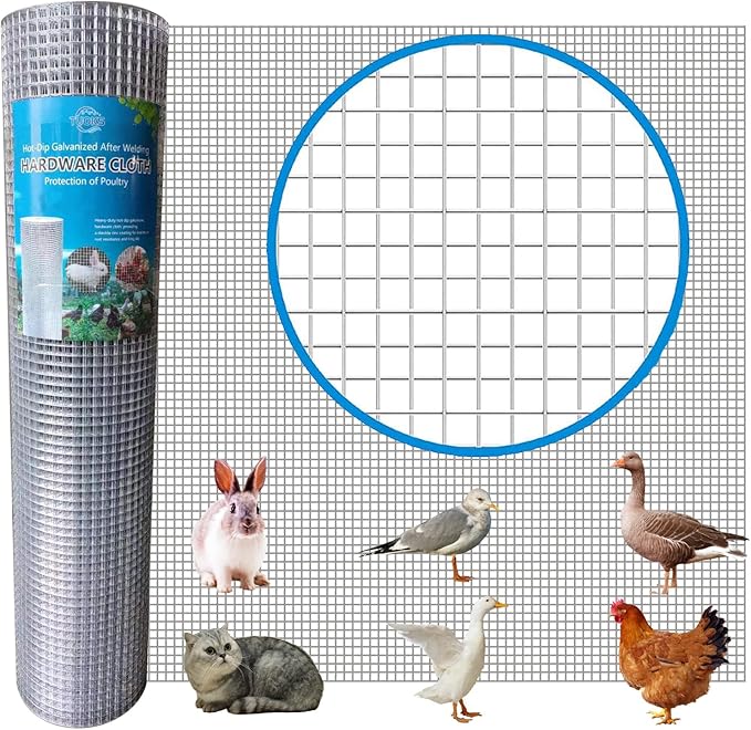 Hardware Cloth 48 inch x100 ft 3/4 inch Chicken Wire Fencing，19 Gauge Hot-Dip Galvanized Wire Mesh Rolls, Welded Wire,Fencing Rabbits Wire Fence,Snake Fence，Gopher Wire,Chicken coop Wire.