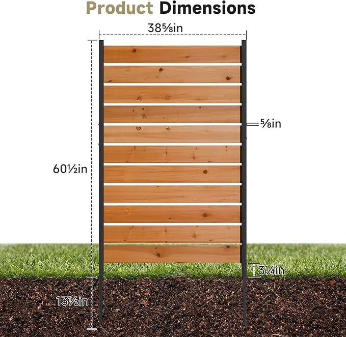 Wooden Privacy Fence, Outdoor Privacy Screen, Porch and Terrace Privacy Wall, Trash Can and Air Conditioner Concealment (Reddish Brown)
