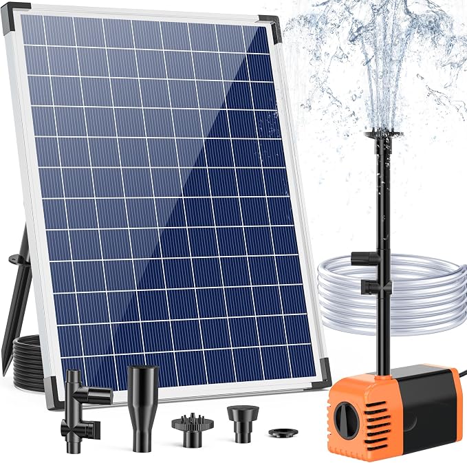 Antfraer 25W Solar Fountain Pump, Solar Water Pump 320GPH Flow Adjustable, Solar Powered Water Pump with 16.5Ft Cord Length for Small Pond, Fish Pond Bird Bath Garden Waterfall Hydroponics