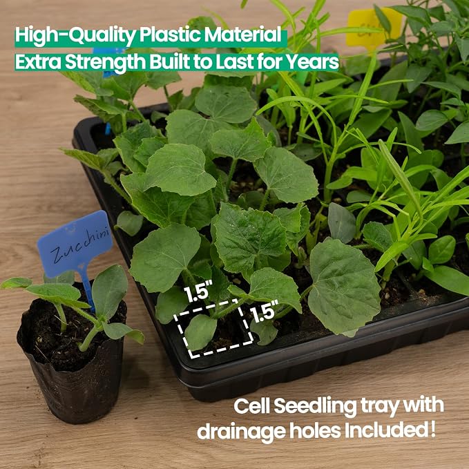 SOLIGT 2 Set 60-Cell Seed Starter Kit - Strong Seed Trays with Humidity Domes, Cell Trays and Seedling Heat Mats - Cloning, Propagation and Germination Station