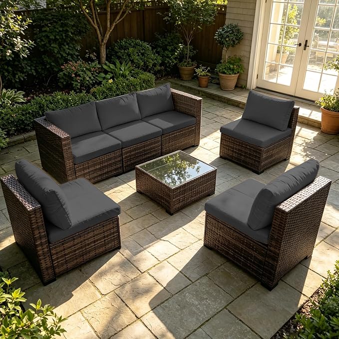 12 Pcs Patio Cushion Covers, Outdoor Rattan Sectional Sofa Cushion Covers, Replacement Washable & Reusable Furniture Protector for Patio Couch (12Pcs-Gray, 24 * 24 * 3.15-inch)