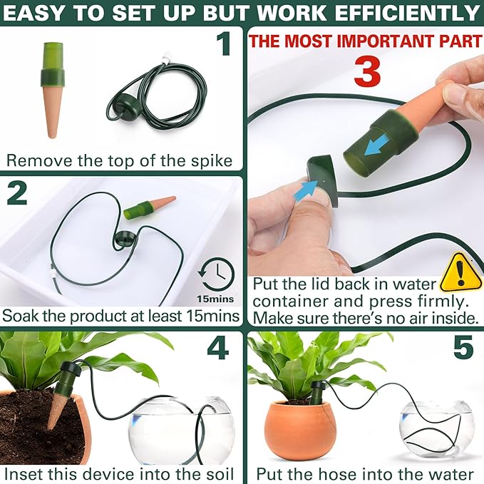 BYDOLL Plant Self-Watering Stakes Automatic Dripper Watering Terracotta Spikes for Indoor Outdoor Plant,Watering Insert Devices for Vacation use,Bonsai Garden Drip Irrigation System(10 Pack)