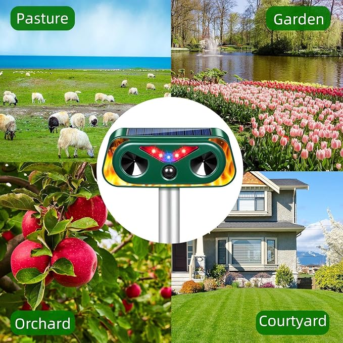 2026 New Sonic Fortress Pro Deer Repellent Devices,2Pcs Solar Ultrasonic Animal Repeller Outdoor Waterproof Motion Sensor Deterrent Yard Garden Repellent for Animals Cat,Squirrel,Racoon,Rabbit,Skunk