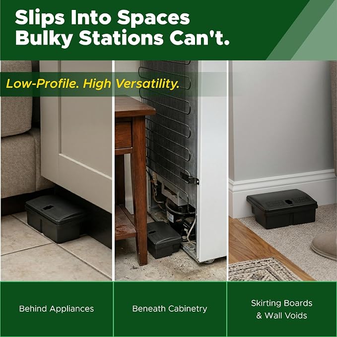 Mouse Bait Station | 4-Pack Indoor & Outdoor Mouse Bait Stations | Bait (Not Included) is Secured by Lock & Key | Pet & Child-Safe Alternative to Mouse Traps | for Mice Only - Small Size