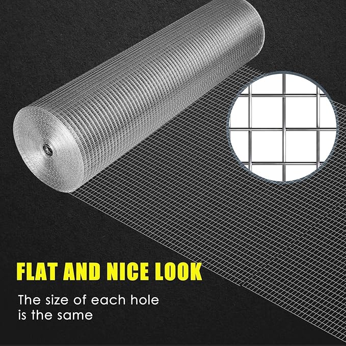 GoldPeak Hardware Cloth 1/2 inch 48 x 100 Ft 19-Gauge, Hot-dip Galvanized After Welding, Wire Mesh Roll Chicken Wire Fencing Wire Cloth Gopher Wire Chicken Coop Wire Tree Fence