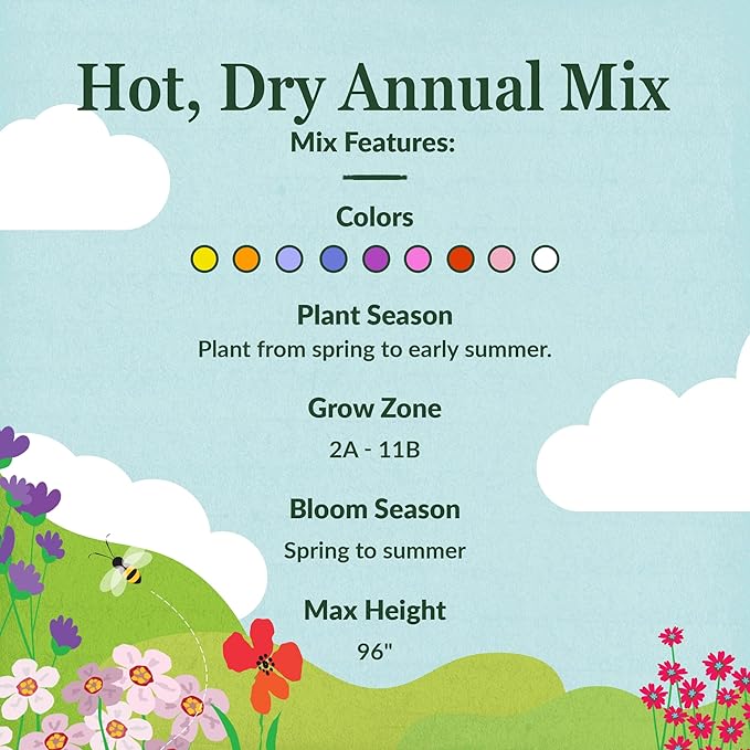 Ferry-Morse Wildflower Seeds - Hot, Dry Annual, Non-GMO, Cut Flower Mix, Full Sun - 1 lb