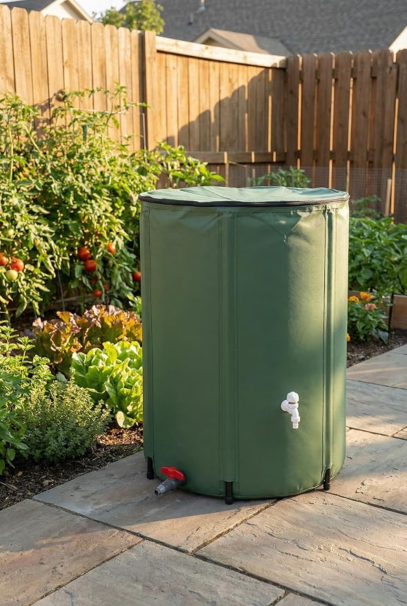 Rain Water Collection Barrel Water Storage Tank with Spigot, Hose and Portable Bucket, Large Plastic Collapsible Rain Catcher Catchment System to Collect Rainwater from Gutter (66Gallon=250L)