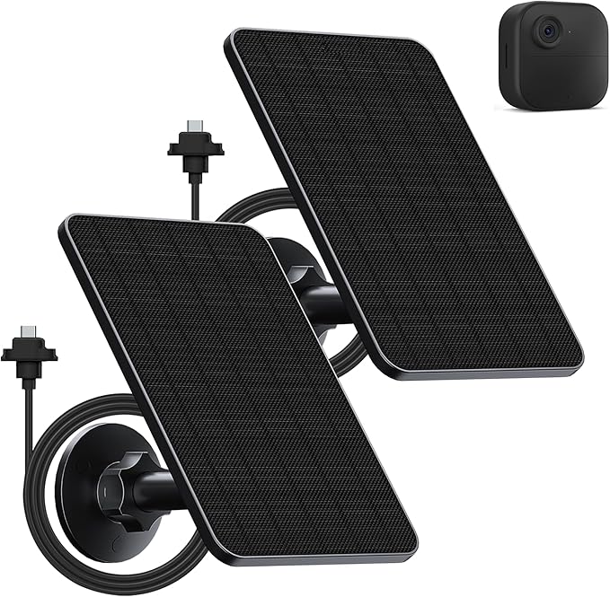 Solar Panel for Blink Camera Outdoor,Outdoor Security Camera Solar Panel Compatible with Blink Outdoor 2K+/4(4th Gen),Waterproof Rubber Plug,13ft Cable,Adjustable Mount(Camera Not Included)(2 Pack)