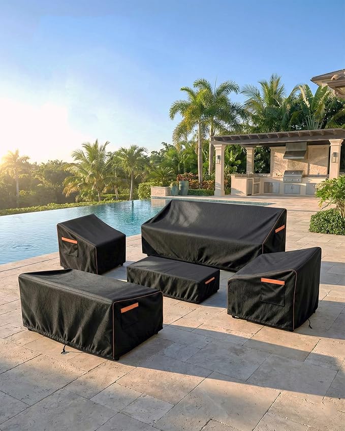 Outdoor Sofa Cover, Waterproof Patio Furniture Cover 80W x 42D x 33H inches Heavy Duty 600D Oxford Fabric Black