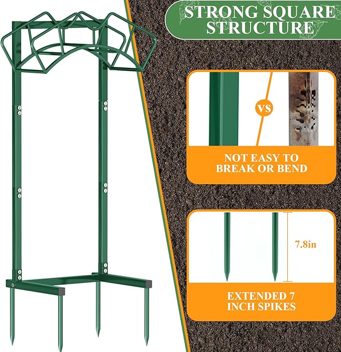 Qatsrin Super Stable Garden Hose Holder, Detachable Water Hose Holders Hose Storage Hold 160-Feet Hose, Water Hose Holder for Outside, Yard, Lawn, Farm (Green)