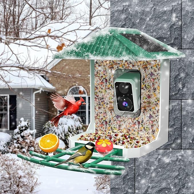 Uniter® 2.5K Smart Bird Feeder with Camera, 5G &2.4G WiFi, Solar Video Birds Feeder with AI Identify Birds Species, Live View, Capture Bird Video, Instant Arrival Alerts, Ideal Gift for Mother's Day