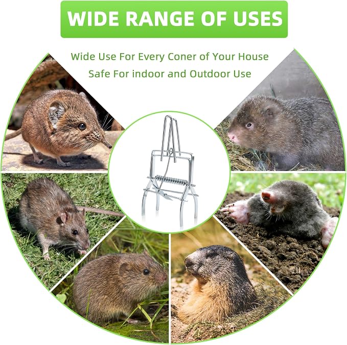 4 Pack Mole Traps, Reusable Easy-Set Mechanical Trap for Lawns, Gardens and Farmland