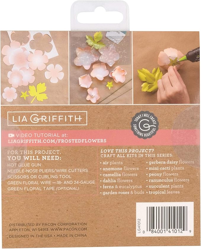 Lia Griffith Frosted Paper Blooms Ranunculus Flowers, 6" x 6.5", Assorted Colors, 21 Pages
