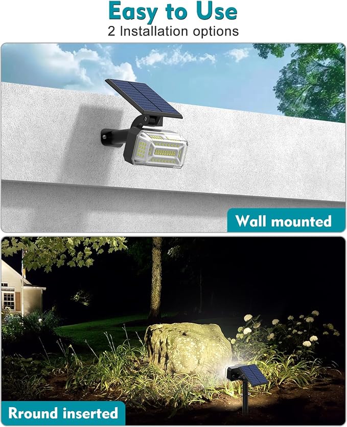 Solar Spot Lights Outdoor Waterproof IP65, [102 LEDs /6 Pack] Solar Spotlights with Adjustable Light & Panel, 4 Modes Landscape Flood Powered Lights for Outside Yard Garden Pathway(Cool White)
