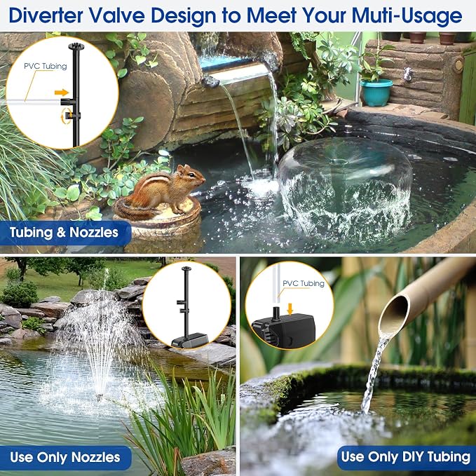 POPOSOAP Solar Pond Pump 25W, Solar Water Pump with Water Flow Adjustable, Solar Fountain with Water Shortage Protection &16.5Ft Cord & 6.56FT PVC Tubing for Ponds, Waterfall, Garden P125H