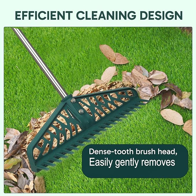 YEELOR Artificial Grass Rake Innovative Double Sided Turf Rake, 60-Inch Adjustable Handle for Cleaning and Fluffing Artificial Turf, Lawns, Carpets, Patios – Removes Leaves, Pet Hair & Debris