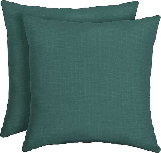Arden Outdoor Toss Pillow, 2 Pack, 16 x 16, Rain-Proof, Fade Resistant Peacock Blue Green Texture