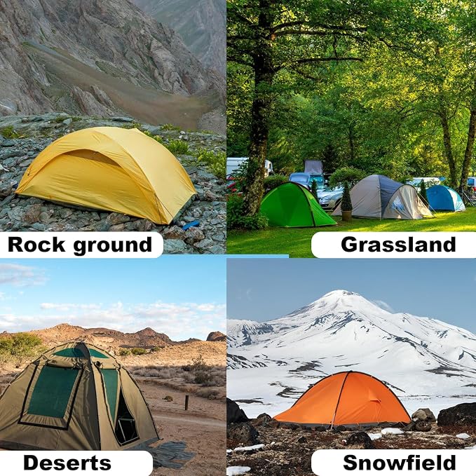 32Pcs Tent Stakes, 8in Heavy Duty Tent Stakes with Storage Pouch, Forged Steel Tent Sakes Metal, Metal Stakes for Tent Used on Grassland, Snowfield, Dessert(32Pcs, 8in, Diameter 3/8")