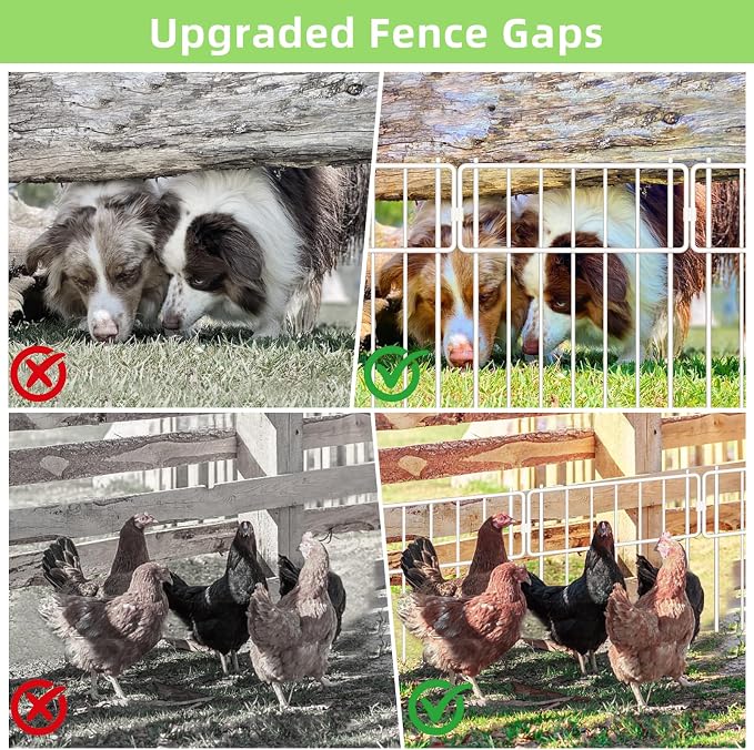 Thrivinest 10 Pack Animal Barrier Fence, No Dig Fence Decorative Fences, 17in(H) x10ft(L) Rustproof Metal Small Garden Fence Border for Dogs Rabbits, Bottom Blocker for Outdoor Yard Patio, White