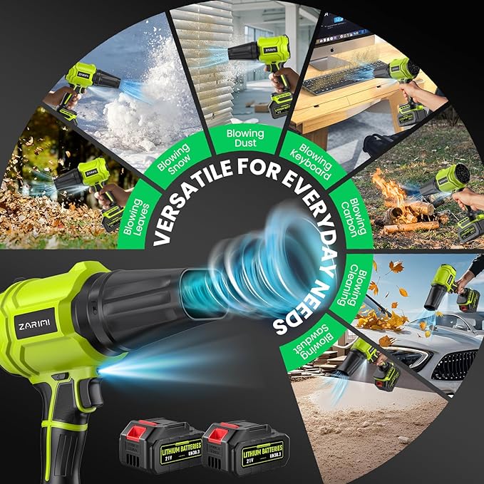 YUQUESEN Cordless Leaf Blower, 980,000 RPM Handheld Leaf Blower with 2 X 4.0Ah Batteries & Charger, Lightweight Leaf Blowers for Patio Cleaning, Lawn Care, Leaves, Dust - Light Green